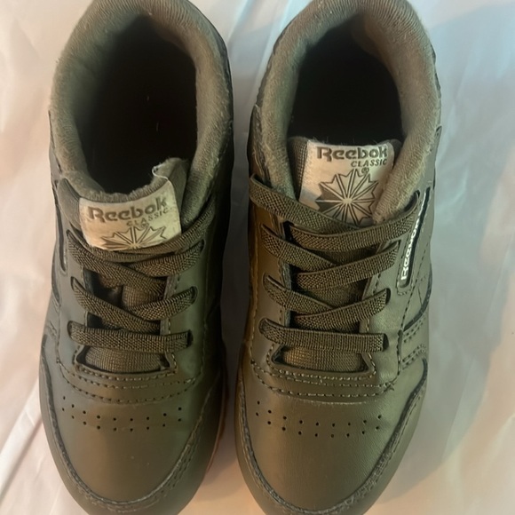 Reebok Classic Leather Kids Army Green Sneakers Size Toddler 10 - Picture 3 of 6